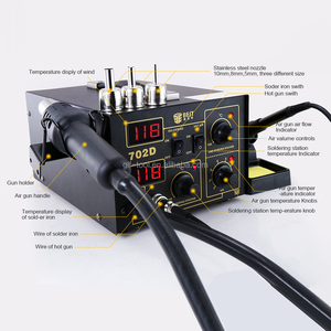 Estación de retrabajo con pantalla Digital DIY 2 en 1, fuente de energía eléctrica, soldador y <span class=keywords><strong>para</strong></span> pistola de calor, 2 en 1 - Product Image 3