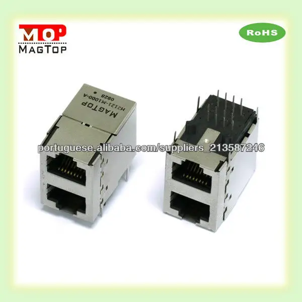 10/100/1000 Base-Tx Intergrated Magnetic Transformer 2x1 conector RJ45 com LED