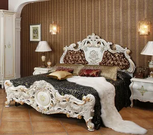 巴洛克仿古风格豪华家具法式床与绿色木雕