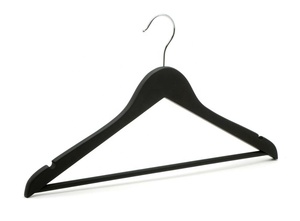 Cintres en bois de revêtement en caoutchouc noir personnalisés de luxe pour les vêtements <span class=keywords><strong>Cintre</strong></span> en bois élégant - Product Image 3