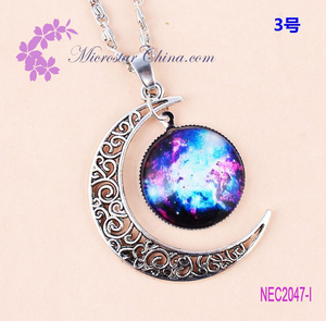 2016 Venta Caliente de La Luna de Cristal Nebula Galaxy luna creciente collar Para La Venta - Product Image 6