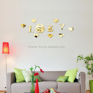 Etiqueta de la pared de san valentín en forma de corazón grande relojes de pared decorativos reloj de acrílico - Product Image 4