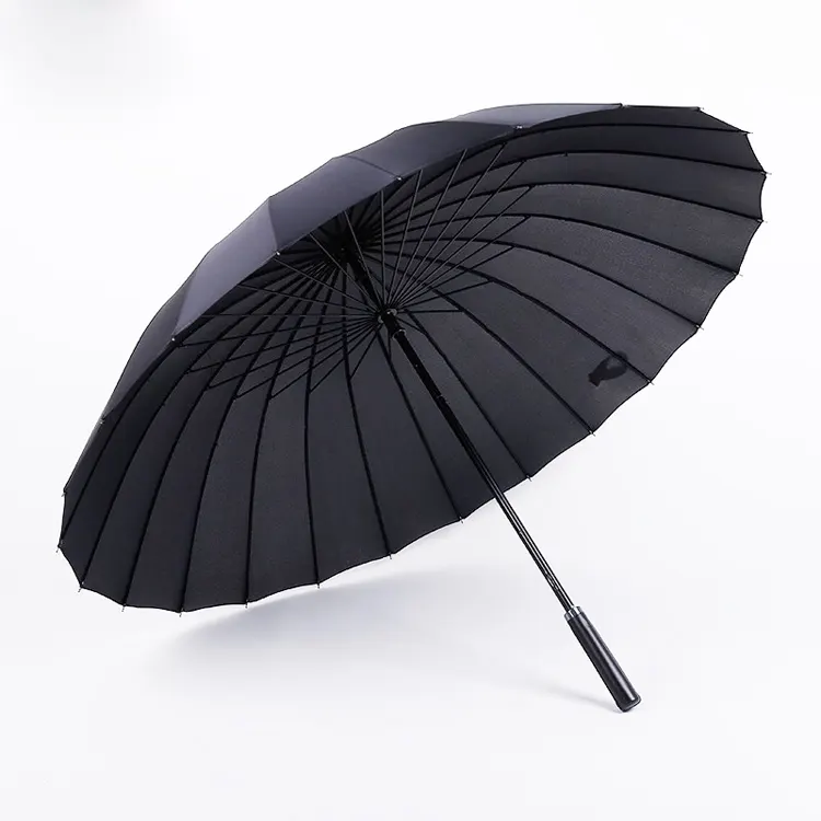 שחור גולף מטריית 24 k גדול גודל ישר מטרייה עם windproof גולף מטרייה