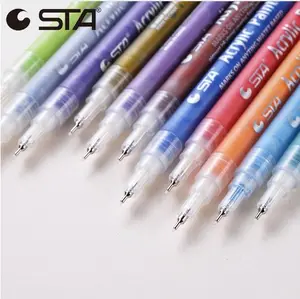 एसटीए 12/24 Pcs कला मार्करों 0.5mm ठीक सुई रंग कलम स्थायी मार्कर Sharpie रंग एक्रिलिक चित्रकार मंगा मार्कर कला आपूर्ति