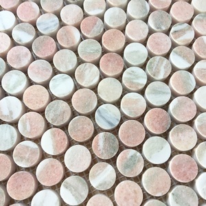 Schomex all'ingrosso moderno Norvegia <span class=keywords><strong>rosa</strong></span> <span class=keywords><strong>rosa</strong></span> Penny rotondo piastrelle di mosaico di marmo parete interna e pavimento in Parquet per ville - Product Image 4