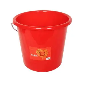 Cheap Simple Style 28L Round Shape Plastic Pail Red Color Plastic Water Bucket with Handle