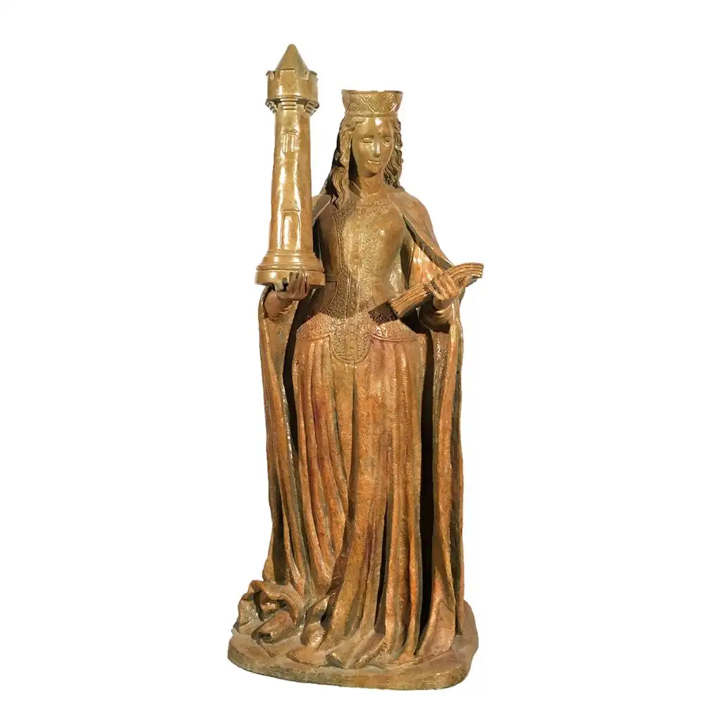Levensgrote Bronzen Koningin Standbeeld Koper Schaken Dame Figuur Sculptuur
