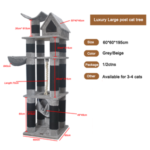 Arbre Chat Grand Xxl Boisสีดําขนาดใหญ่สําหรับแมวแมวเตียงของเล่นฯลฯเฟอร์นิเจอร์Catscer Conde<span class=keywords><strong>คอน</strong></span><span class=keywords><strong>โด</strong></span>ทาวเวอร์พร้อมเปลญวน - Product Image 3