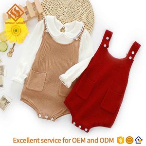 Mameluco de la muchacha del mono del algodón del bebé suéter con bolsillos - Product Image 1