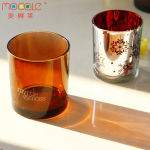 Custom di Candela di Vetro Vaso Glassato Tealight Ambra Scuro Nero Contenitore Per Cera Di Soia Contenitore di Supporto di Candela di Vetro Con Coperchio <span class=keywords><strong>In</strong></span> <span class=keywords><strong>Legno</strong></span> - Product Image 5