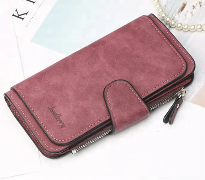 New fashion buckle matte two-tone fabric ladies Korean wallet large three-fold fashion handbags multi-card ladies purse
