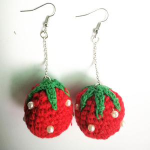 <span class=keywords><strong>Pendientes</strong></span> de fruta de <span class=keywords><strong>ganchillo</strong></span> hechos <span class=keywords><strong>a</strong></span> mano declaración de moda pendiente de onda de algodón de fresa <span class=keywords><strong>pendientes</strong></span> redondos turquesa en diseño de fruta 10g - Product Image 2