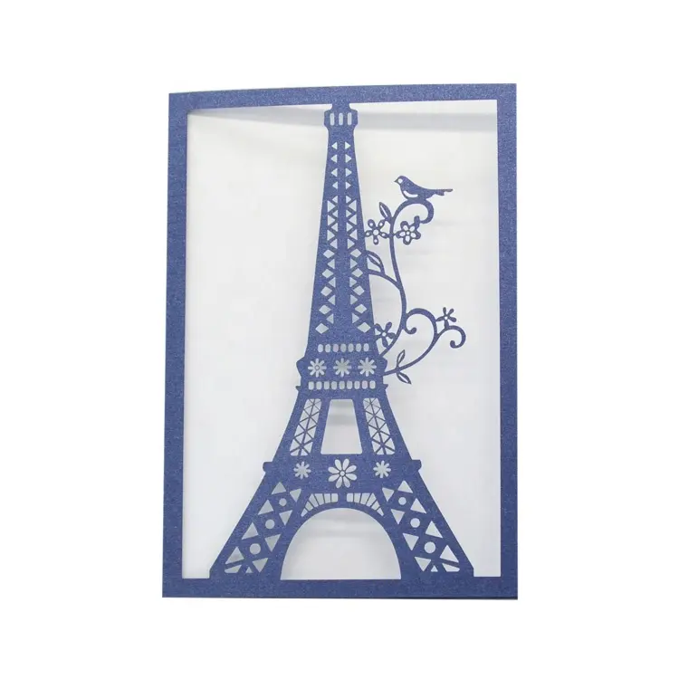 Ngọt Ngào Mười Sáu Lời Mời Giấy Laser Cắt Tháp Eiffel