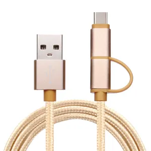 Cáp USB Đa Năng 2 Trong 1 Loại C & Micro USB Cáp Sạc Bện