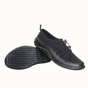 Klasik siyah sıcak satış elastik dantel-up ile neopren astar yağmur çizmeleri su geçirmez erkekler toptan ayak bileği düz rahat ayakkabılar