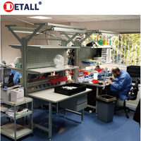 Estación de Trabajo Ajustable, Banco de Trabajo de Tubo Lean, Mesa de Trabajo ESD para Electrónica, Acero Laminado en Frío, Recubrimiento en Polvo Gris, Modular