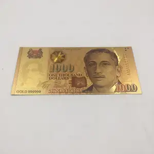 Dekorative bunte Gold Banknote Metall Handwerk einzigartige Geschenke Singapur 1000 Dollar Welt papier Geld für Wohnkultur