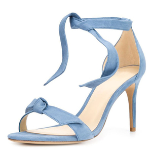 Sandales laconiques pour femmes Nouveau tendance Vente en gros personnalisé avec nœud papillon Fleurs Bride à la cheville 10cm de haut Talons fins à bout ouvert - Product Image 5