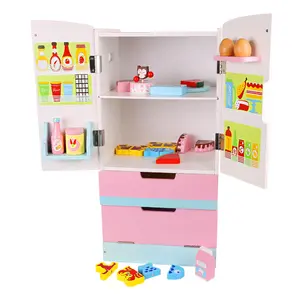 2019 女孩木制冰箱玩套装玩具为孩子角色扮演教育玩具 WFG005