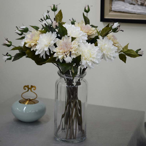 Bunga sutra Dahlia buatan berkualitas tinggi dekorasi pernikahan pernikahan buatan artifisial bunga buatan putih - Product Image 4