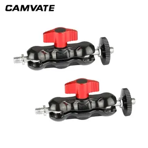 CAMVATE Veelzijdige 1/4 "-20 Mini Ball Head Extension Arm Rode Knop voor camera accessoires 2 Stuks