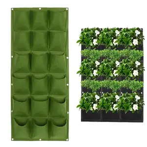 Flower Pots Planter On Wall Hanging Vertical Felt Gardening Plant Decor Green Field Grow Container Bags