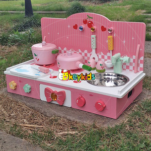 Ensemble de cuisine en bois pour filles, nouveau ensemble de cuisine en bois à la mode, ensemble de cuisine amusant pour filles W10C226, vente en gros - Product Image 6