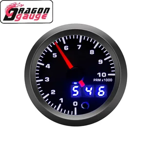 Ejderha ölçer yedi renk 2 inç 52mm siyah yüz oto araba Rpm metre ölçer çift görüş dijital işaretçi evrensel 12v (6360)