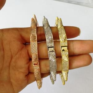 BB103 Hip Hop Iced Out Bling Chain <strong>Bangle</strong> <strong>for</strong> Women <strong>Men</strong> Jewelry Brass CZ Stone Punk Bracelet - Product Image 6