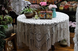 Vendita calda in stile Vintage floreale di pizzo tavolo 100% <span class=keywords><strong>cotone</strong></span> e <span class=keywords><strong>tovaglia</strong></span> all'uncinetto a mano - Product Image 6