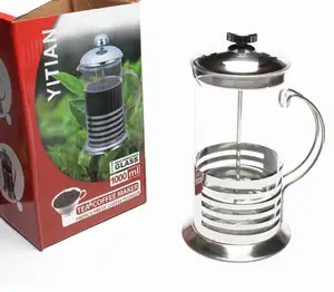 Hot sale french press glass wall & stainless steel filter coffee tools for brewing coffee