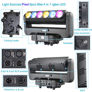 Yüksek kalite yüksek güç <span class=keywords><strong>LED</strong></span> 6x60w 4-in-1 Rgbw ışın <span class=keywords><strong>LED</strong></span> Zoom hareketli kafa yıkama etkisi ile sahne ışık TV stüdyo için - Product Image 3