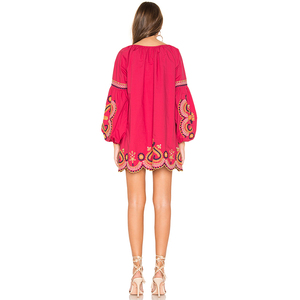 <span class=keywords><strong>Mini</strong></span> abito Boho a maniche lunghe a sbuffo ricamato rosso - Product Image 6