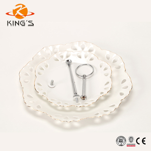 Piring Hidangan Penutup Dudukan Kue Dua Tingkat <span class=keywords><strong>2</strong></span> Tingkat Cina Tulang Baru Putih