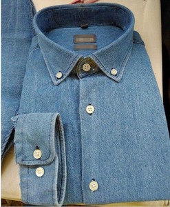Botón personalizado collar casual para hombre camisa denim - Product Image 1