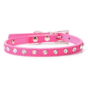 Rhinestone Bling cachorro gato Collar ajustable de cuero Bowknot gatito Collar pequeño mediano Gatos Perros Pug Chihuahua Yorkshire - Product Image 6