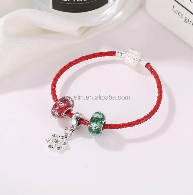 Schneeflocke Lampe Arbeit Glas perle baumeln Charm Armband