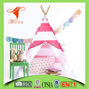 Enfants Tente De <span class=keywords><strong>Tipi</strong></span>/Luxe Maison de Jeu pour Enfants/Rayé <span class=keywords><strong>Rose</strong></span> <span class=keywords><strong>et</strong></span> <span class=keywords><strong>Blanc</strong></span> coton Intérieur tente - Product Image 2