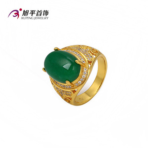 Xuping dernière conception 24 <span class=keywords><strong>k</strong></span> or plaqué de luxe anneau ovale forme vert zircon bijoux anneau - Product Image 2