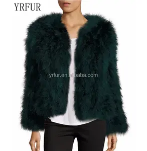 YR307 Fashionable Cheap Super Quality Turkey Feather Jacket Women