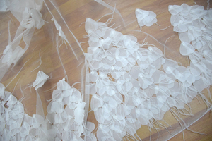 2018 pháp 3D Trắng lông Ren Vải cho đám cưới Váy Cô Dâu bán buôn <span class=keywords><strong>Net</strong></span> ren vải HY0805-3 - Product Image 5