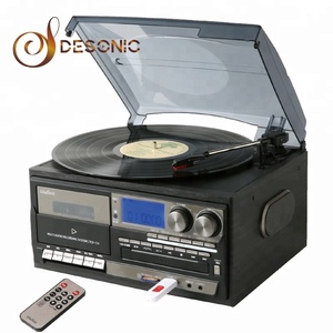 Lecteur de disques vinyles multi-audio DESONIC, tourne-disque vintage, lecteur de CD et de cassettes, radio AM/FM, <span class=keywords><strong>enregistreur</strong></span> <span class=keywords><strong>USB</strong></span>, entrée auxiliaire, sortie RCA - Product Image 3