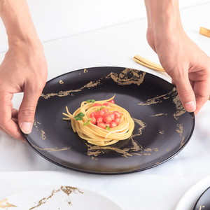 Matrimonio porcellana bianco opaco di lusso Custom in marmo <span class=keywords><strong>oro</strong></span> piatto per cena <span class=keywords><strong>piatti</strong></span> in ceramica <span class=keywords><strong>piatti</strong></span> per stoviglie ristorante - Product Image 4