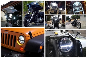 LED đèn pha tròn ống kính Máy Chiếu siêu sáng với ban ngày chạy Ánh Sáng cho xe gắn máy phụ tùng ô tô - Product Image 6