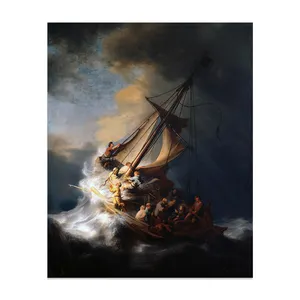 Riproduzione Cristo la Tempesta Mare di Galilea HAarmenszoon Rembrandt Van Rijn famosa arte classica pitture con la struttura