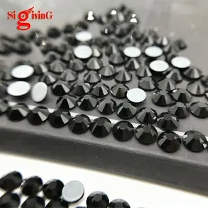 Factory direct Strass Jet Black SS10 Iron on Glass Stones for men's clothes