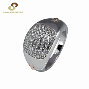 Anello di fidanzamento da uomo classico con gambo largo <span class=keywords><strong>solitario</strong></span> diamante rotondo brillante da uomo in argento Sterling 925 - Product Image 4