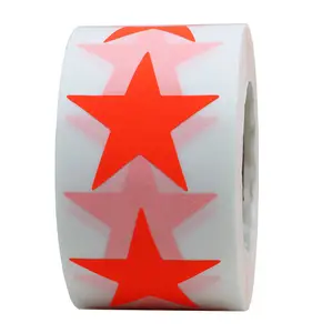Hybsk 1,5 "Fluorescent Red Star Form Aufkleber Etiketten 500 Insgesamt Pro Rolle (1 Rolle)