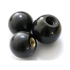 Dado a manopola a sfera tondo fenolico nero in plastica con inserto m6 m8 m10 1/4 20 5/16 3/8