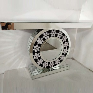 Mesa Consola Espejada con Cristales de Diamante Plateados Brillantes y Biselados - Product Image 5
